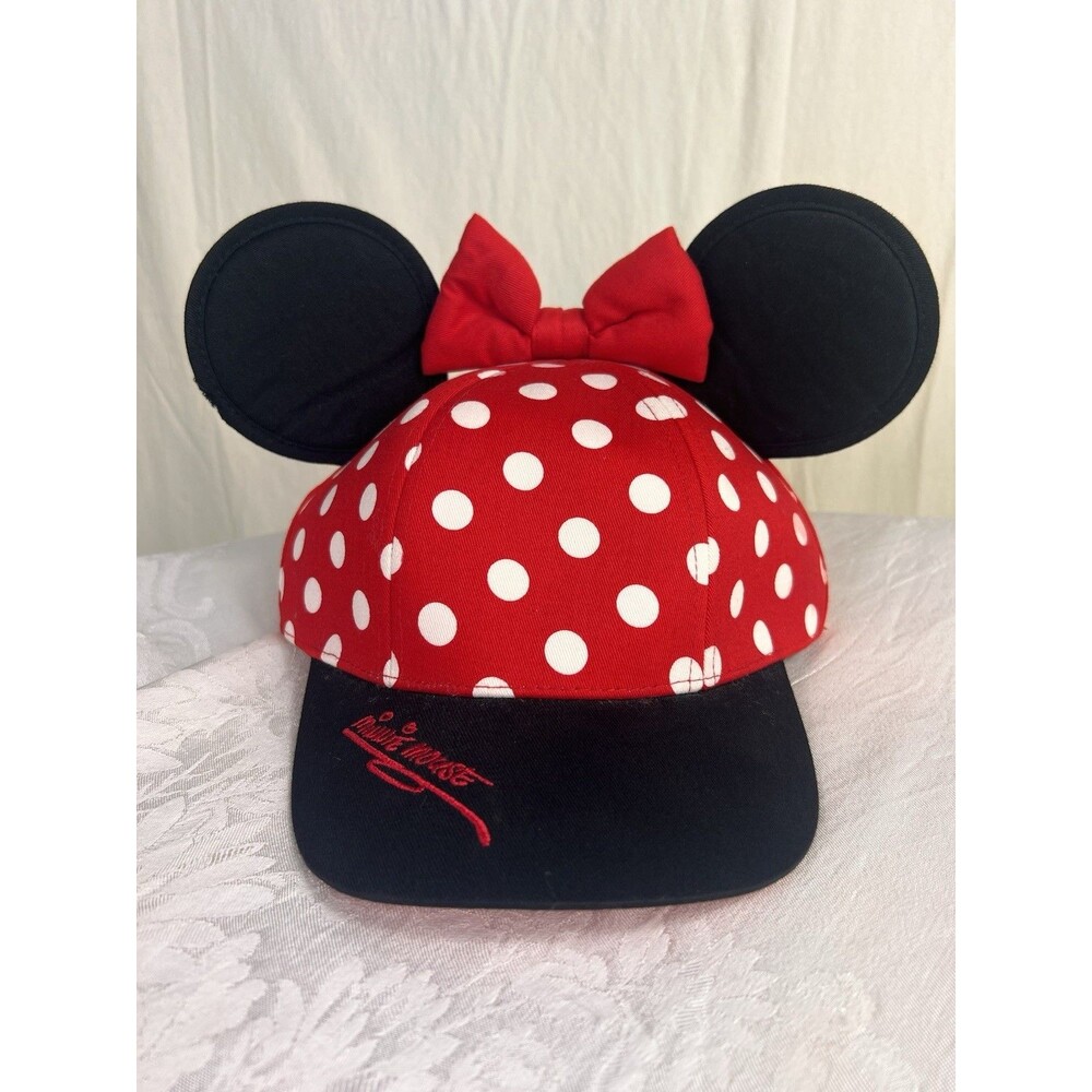 Disney Parks Minnie Baseball Snapback Cap W/ Ears And Bow Small Flaw Youth READ - Picture 2 of 10